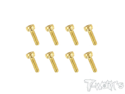 GSS-208H 2mmx8mm Gold Plated Steel Hex. Socket Head Screws（8pcs.）