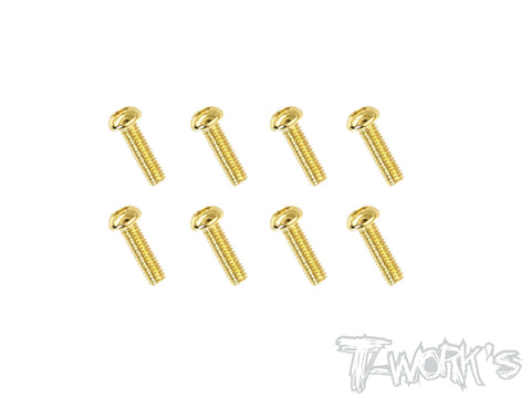 GSS-2508B 2.5mmx8mm Gold Plated Steel Button Head Screws（8pcs.）