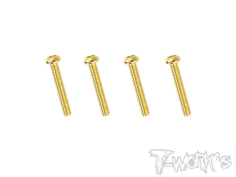 GSS-2518B 2.5mmx18mm Gold Plated Steel Button Head Screws（4pcs.）