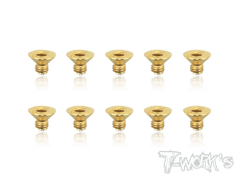 GSS-304C 3mmx4mm Gold Plated Hex. Countersink Steel Screws（10pcs.）