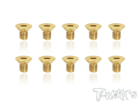 GSS-305C 3mmx5mm Gold Plated Hex. Countersink Steel Screws（10pcs.）