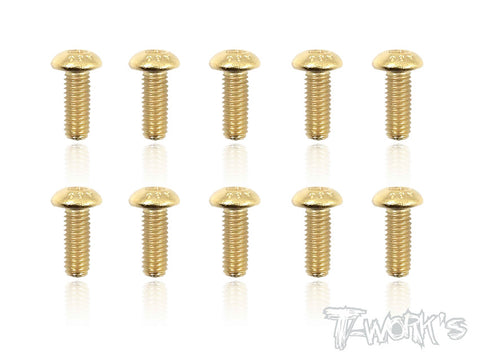 GSS-308B 3mmx8mm Gold Plated Button Head Steel Screws（10pcs.）