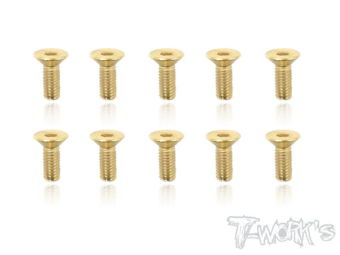 GSS-308C 3mmx8mm Gold Plated Hex. Countersink Steel Screws（10pcs.）