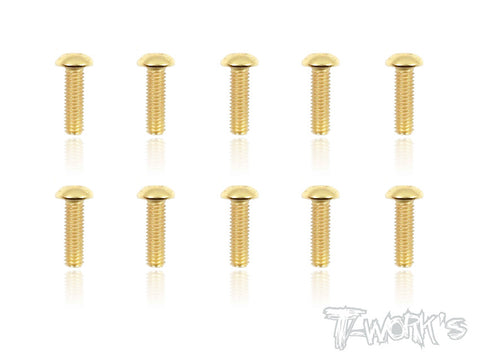 GSS-310B 3mmx10mm Gold Plated Button Head Steel Screws（10pcs.）
