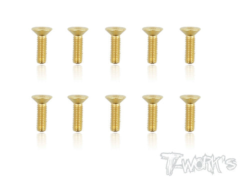 GSS-310C 3mmx10mm Gold Plated Hex. Countersink Steel Screws（10pcs.）