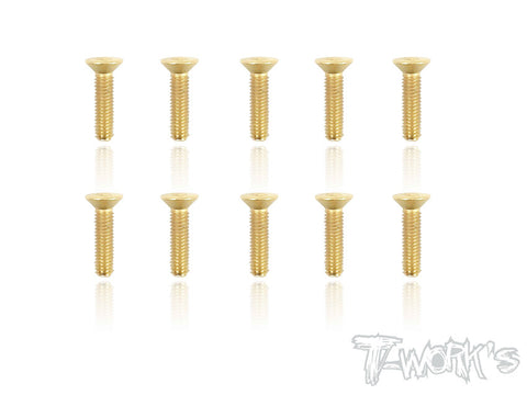 GSS-312C 3mmx12mm Gold Plated Hex. Countersink Steel Screws（10pcs.）