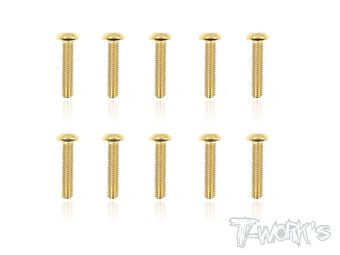 GSS-314B 3mmx14mm Gold Plated Button Head Steel Screws（10pcs.）