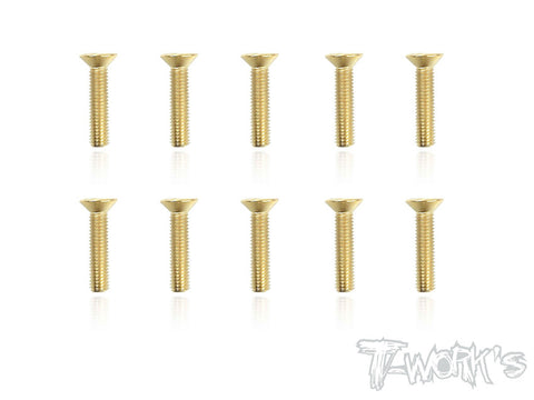 GSS-314C 3mmx14mm Gold Plated Hex. Countersink Steel Screws（10pcs.）