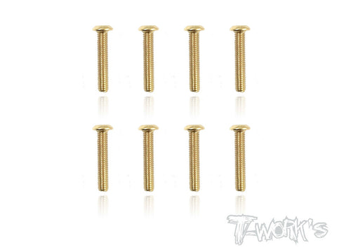 GSS-316B 3mmx16mm Gold Plated Button Head Steel Screws（8pcs.）