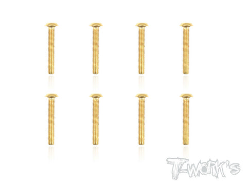 GSS-318B 3mmx18mm Gold Plated Button Head Steel Screws（8pcs.）