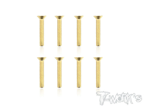 GSS-318C 3mmx18mm Gold Plated Hex. Countersink Steel Screws（8pcs.）