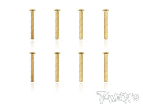 GSS-320B 3mmx20mm Gold Plated Button Head Steel Screws（8pcs.）
