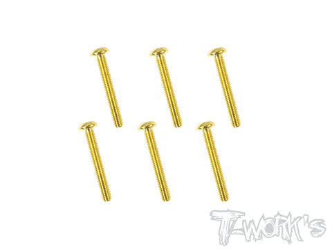 GSS-322B 3mmx22mm Gold Plated Button Head Screws（6pcs.）