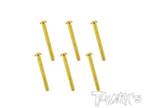 GSS-325B 3mmx25mm Gold Plated Button Head Screws（6pcs.）