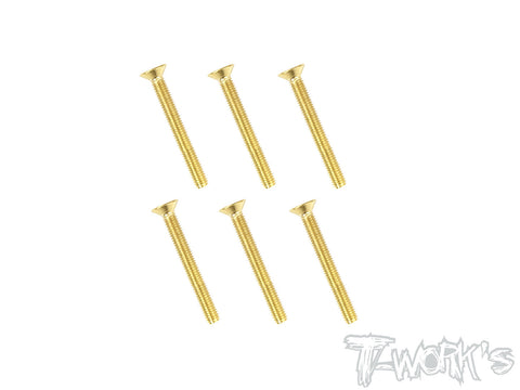 GSS-325C 3mmx25mm  Gold Plated Steel Hex. Countersink Screws（6pcs.）