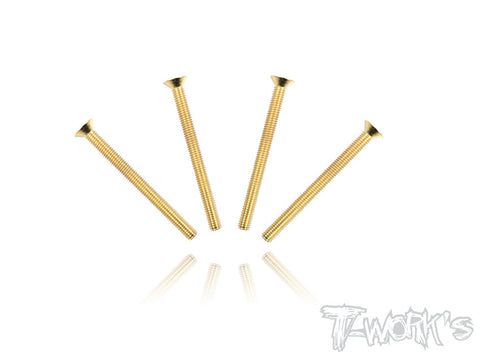 GSS-335C 3mmx35mm Gold Plated Hex. Countersink Steel Screws（4pcs.）
