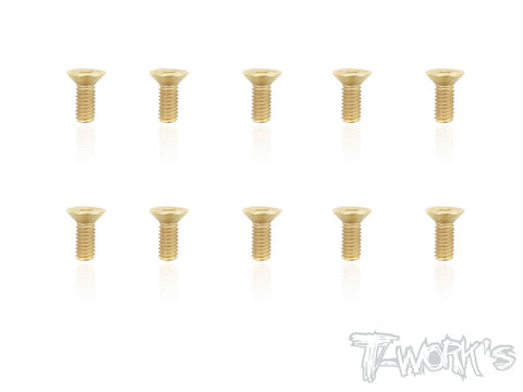 GSS-410C 4mmx10mm Gold Plated Hex. Countersink Steel Screws（10pcs.）