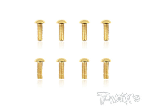 GSS-412B 4mmx12mm Gold Plated Button Head Steel Screws（8pcs.）
