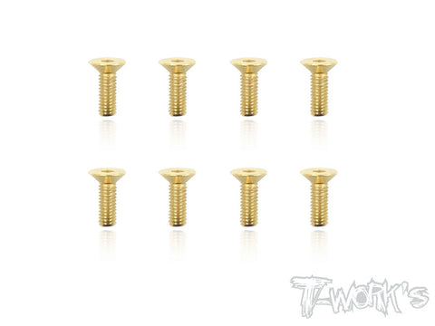 GSS-412C 4mmx12mm Gold Plated Hex. Countersink Steel Screws（8pcs.）