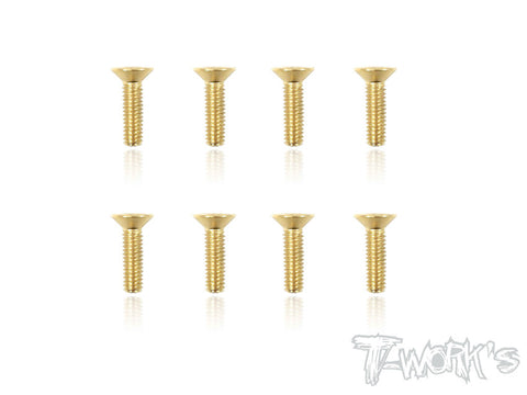 GSS-414C 4mmx14mm Gold Plated Hex. Countersink Steel Screws（8pcs.）