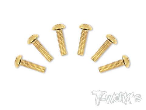 GSS-416B 4mmx16mm Gold Plated Button Head Steel Screws（6pcs.）
