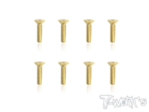 GSS-416C 4mmx16mm Gold Plated Hex. Countersink Steel Screws（8pcs.）