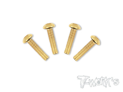 GSS-418B 4mmx18mm Gold Plated Button Head Steel Screws（4pcs.）
