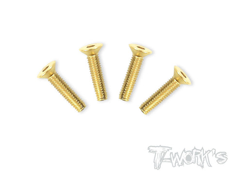 GSS-418C 4mmx18mm Gold Plated Hex. Countersink Steel Screws（4pcs.）