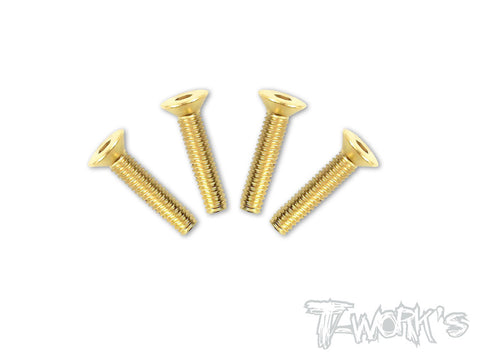 GSS-420C 4mmx20mm Gold Plated Hex. Countersink Steel Screws（4pcs.）