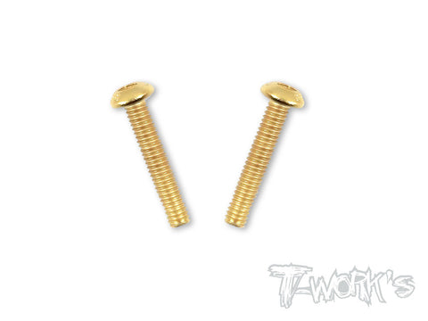 GSS-422B 4mmx22mm Gold Plated Button Head Steel Screws（2pcs.）