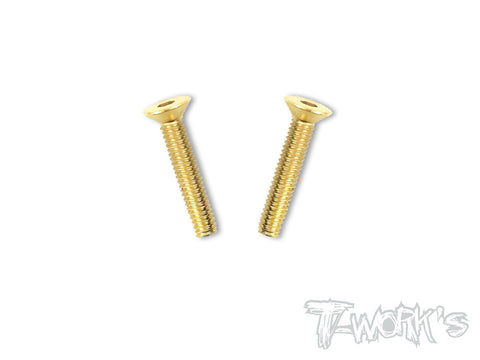 GSS-425C 4mmx25mm Gold Plated Hex. Countersink Steel Screws（2pcs.）