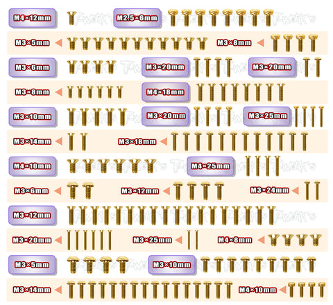 GSS-A319E Gold Plated Steel Screw Set 154pcs. ( For Agama A319E )