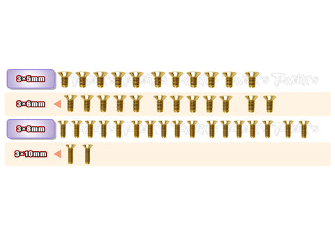 GSS-A800R-B	  Gold Plated Steel Screw Set( Bottom )42pcs. ( For Awesomatix A800R )