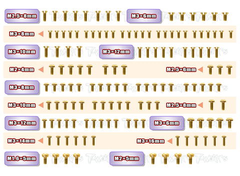 GSS-B74.2D	Gold Plated Steel Screw Set 138pcs. ( For Team Associated RC10 B74.2D )
