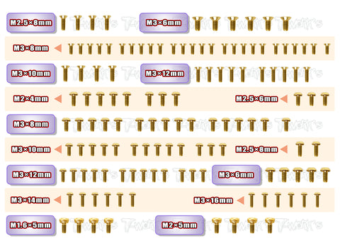 GSS-B74.2	Gold Plated Steel Screw Set 130pcs. ( For Team Associated RC10 B74.2 )