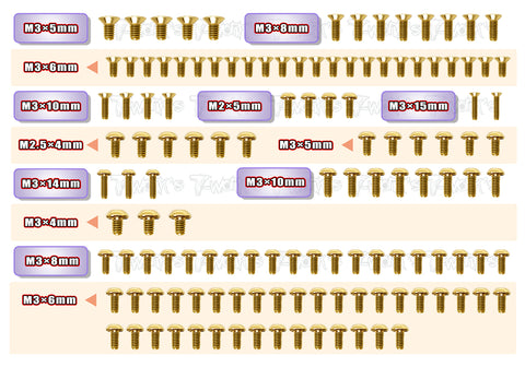 GSS-IF14-2F 	Gold Plated Steel Screw Set  128pcs. ( For  INFINITY IF14-2F )