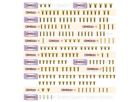 GSS-RAPTOR	 Gold Plated Steel Screw Set 190pcs. ( For RAPTOR )
