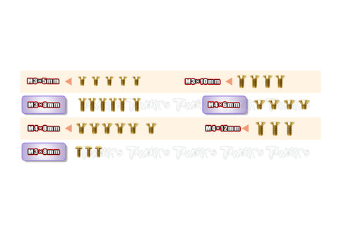 GSS-RX8'23-B	 Gold Plated Steel Screw Set( Bottom ) 31pcs. ( For Xray RX8 2023 )