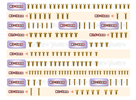 GSS-SCX'23	Gold Plated Steel Screw Set 153pcs. ( For Xray SCX 2023 EDITION )