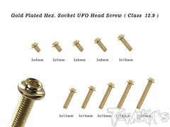 GSS-U M3 Gold Plated Hex. Socket UFO Head Screw ( Class  12.9 )
