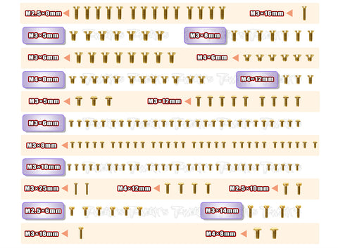 GSS-VIPER990	Gold Plated Steel Screw Set 180pcs.( For Serpent VIPER 990 )