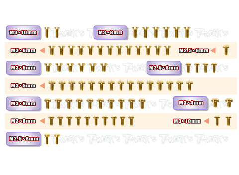 GSS-X12'22	Gold Plated Steel Screw Set 73pcs. ( For Xray X12'22 )
