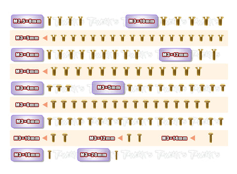 GSS-X4F	Gold Plated Steel Screw Set 105pcs. ( For Xray X4F )