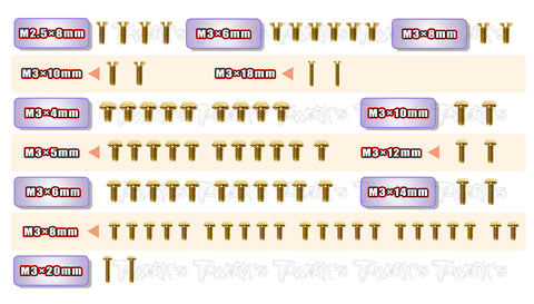 GSS-X4'23-T	Gold Plated Steel Upper Deck Screw set 77pcs.( For Xray X4 2023 )