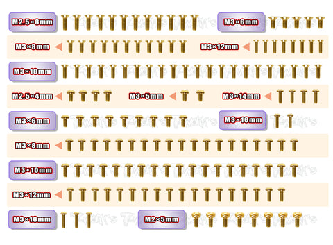 GSS-XB4'22	Gold Plated Steel Screw Set 146pcs. ( For Xray XB4'22 )