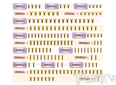 GSSU-MRX6X	Gold Plated Steel UFO Screw Set 155pcs. ( For Mugen MRX6X )
