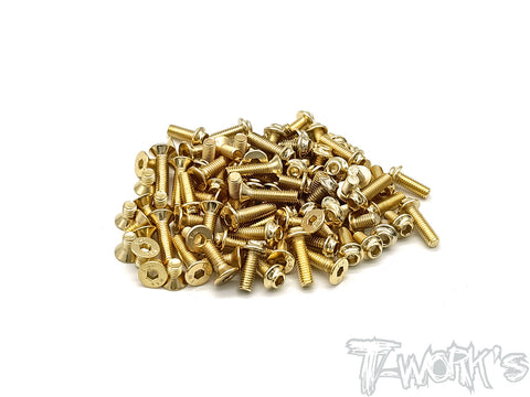 GSSU-TC01 Gold Plated Steel UFO Screw Set 131pcs.  ( For Tamiya Formula E Gen2 Car TC-01 )