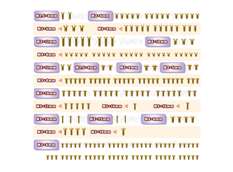 GSS-GT2GPEVO'23    Gold Plated Steel Screw Set 211pcs. ( For Capricorn LAB GT2 GP EVO 2023 )