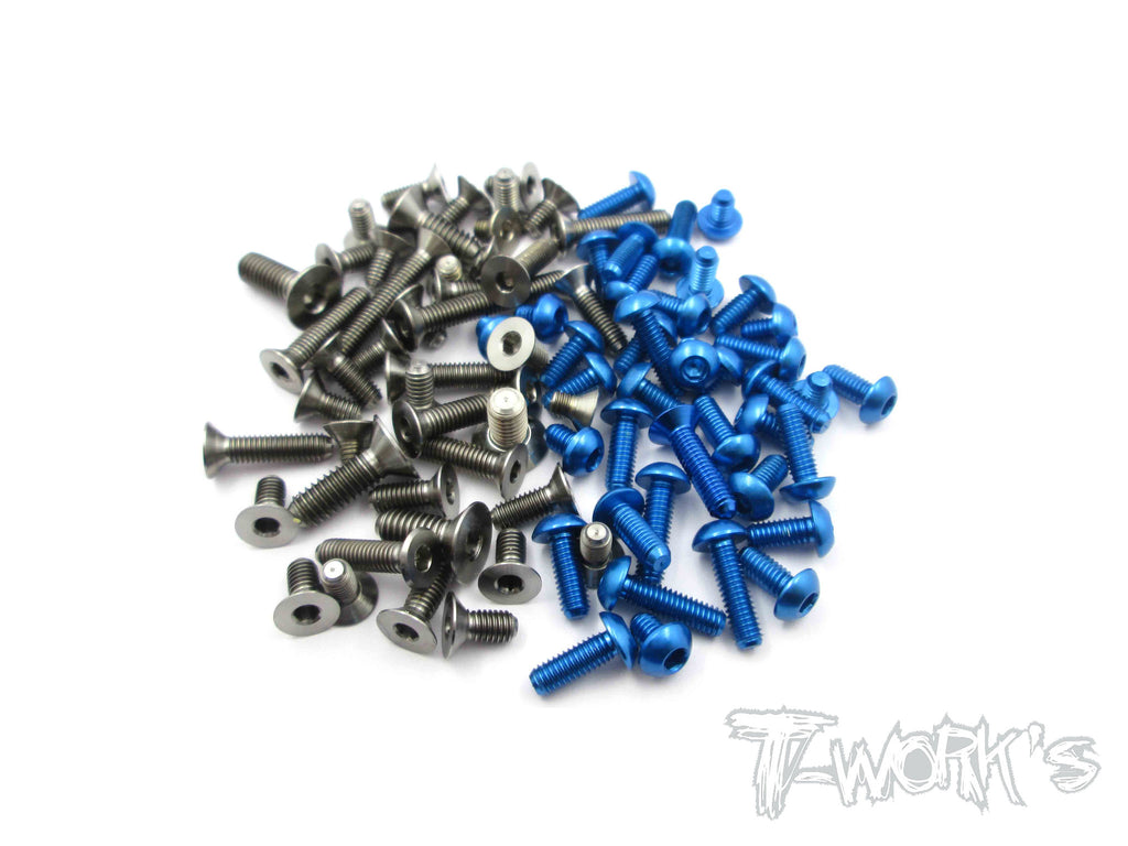 TASS-R12C3  64 Titanium &7075-T6 Blue Anodized Alum Screw set 47pcs. (For Yokomo R12 C3)