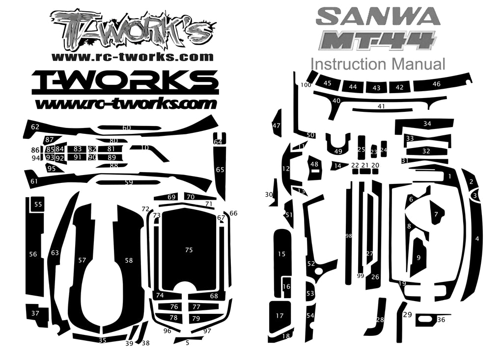 TS-043 Shiny Graphite Sticker (For Sanwa & Airtronics MT44 ) – T-Work's ...